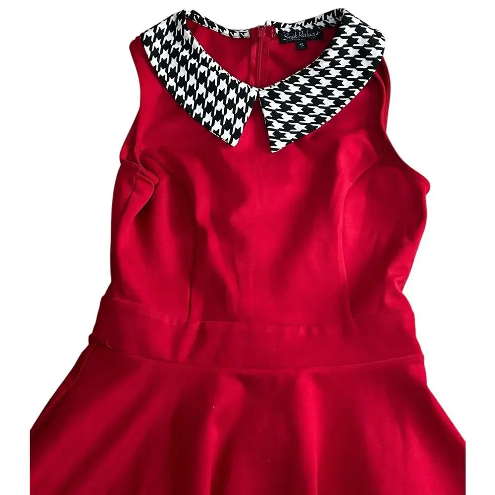 Smak Parlour Womens Dress Size S Red Retro Mod Fit & Flare Sleeveless Collared - Picture 5 of 8